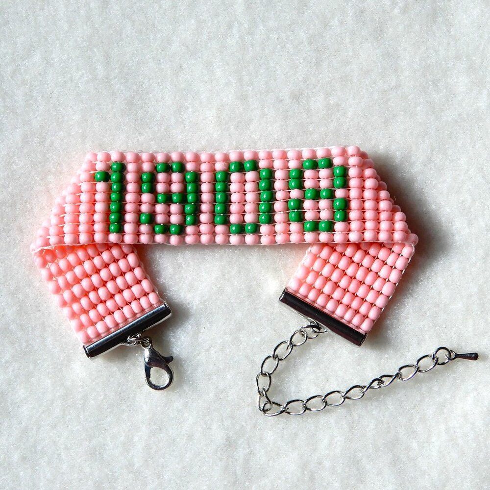 AKA 1908 Alpha Kappa Alpha bead bracelet, handmade, adjustable length